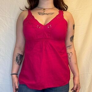 Pink Old Navy Tank w/ Flower Cut Outs